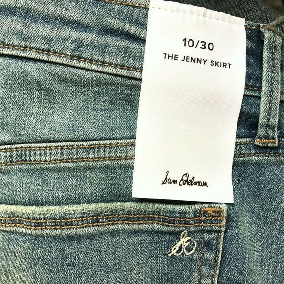 Sam Edelman The Jenny Skirt Vintage Light Denim Silver Side Stripe Sz 10 30 NEW - Picture 4 of 7